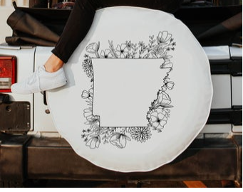 Floral Arkansas State Design Tire Cover