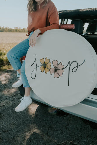Floral Jeep Tire Cover with Yellow and Pink Flowers - Design Imperfection Discount