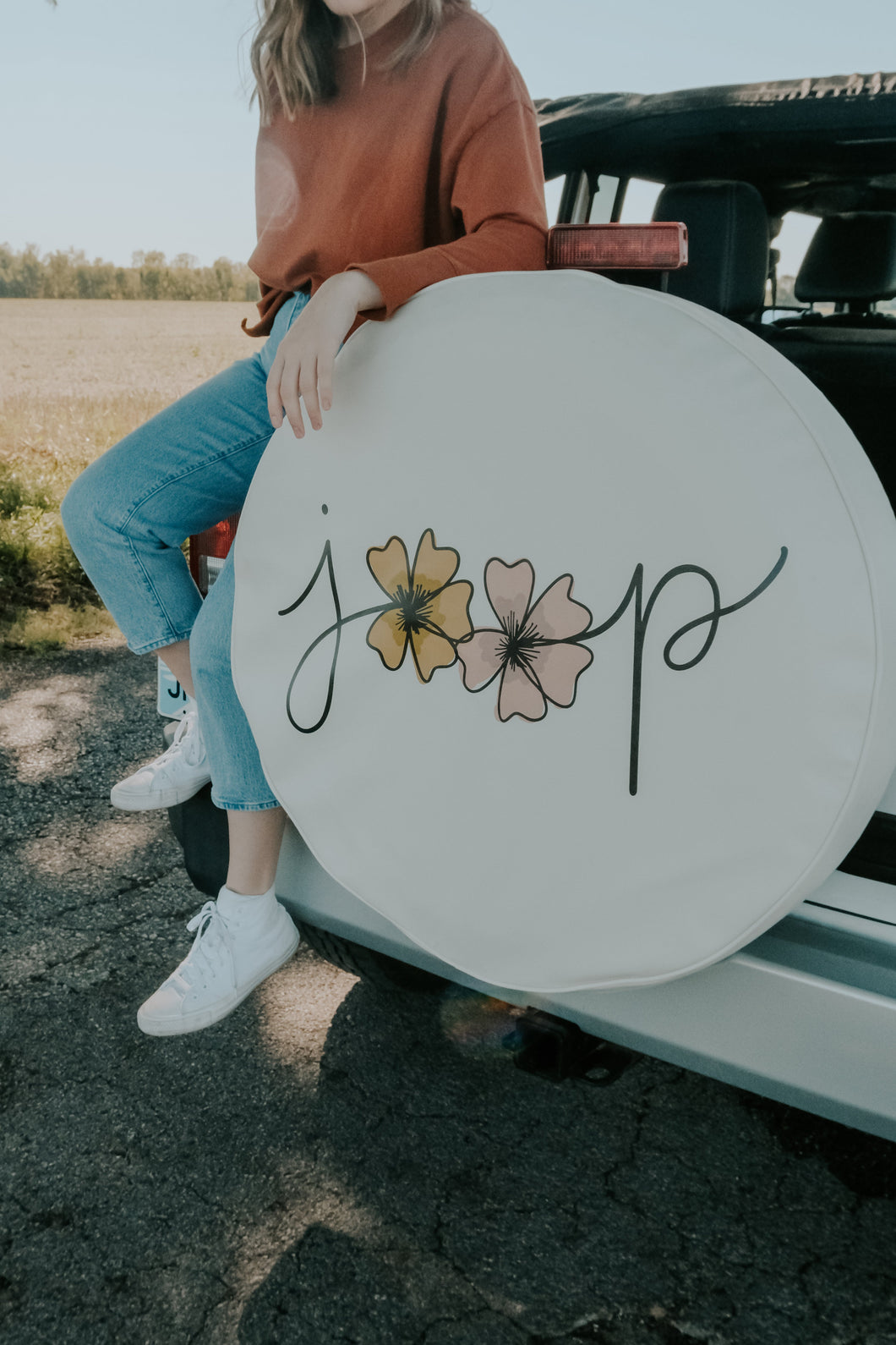 Floral Jeep Tire Cover with Yellow and Pink Flowers - Design Imperfection Discount