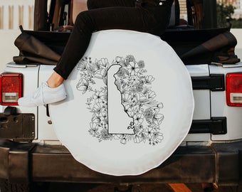Floral Delaware State Design Tire Cover
