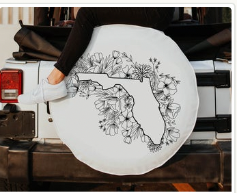 Floral Florida State Design Tire Cover