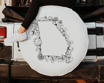 Floral Georgia State Design Tire Cover