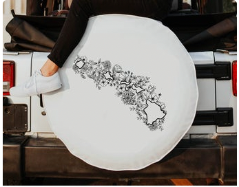 Floral Hawaii State Design Tire Cover