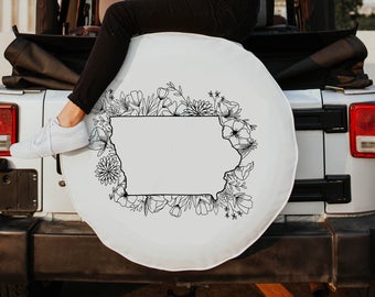 Floral Iowa State Design Tire Cover