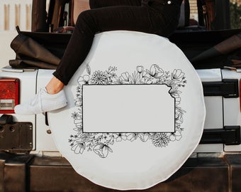 Floral Kansas State Design Tire Cover