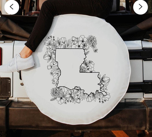 Floral Louisiana State Design Tire Cover
