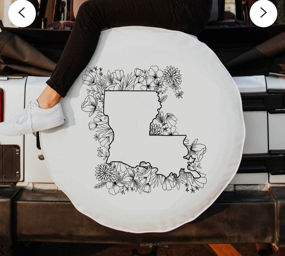Floral Louisiana State Design Tire Cover
