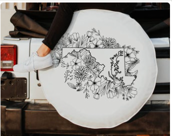 Floral Maryland State Design Tire Cover