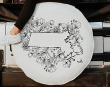 Floral Massachusetts State Design Tire Cover