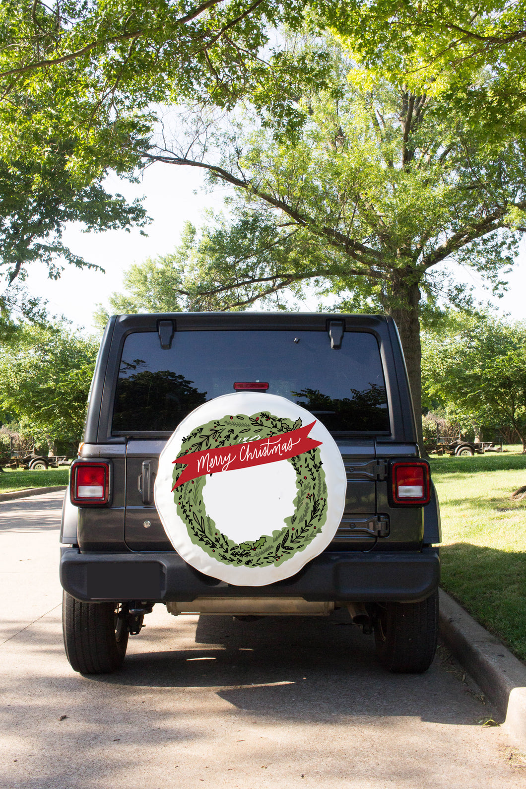 Merry Christmas Wreath Tire Cover, Christmas Tire Cover