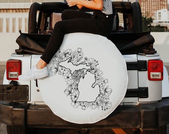 Floral Michigan State Design Tire Cover