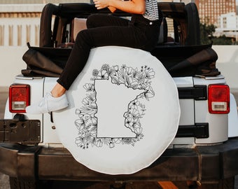 Floral Minnesota State Design Tire Cover