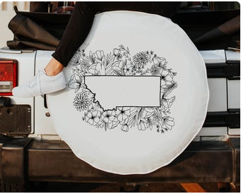 Floral Montana State Design Tire Cover
