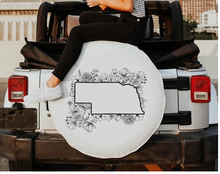 Floral Nebraska State Design Tire Cover