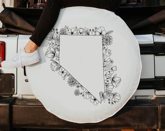 Floral Nevada State Design Tire Cover