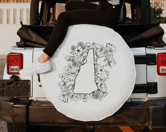 Floral New Hampshire State Design Tire Cover