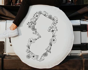 Floral New Jersey State Design Tire Cover