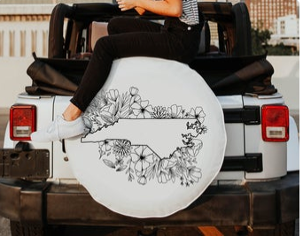 Floral North Carolina State Design Tire Cover