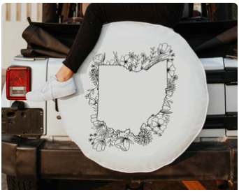 Floral Ohio State Design Tire Cover