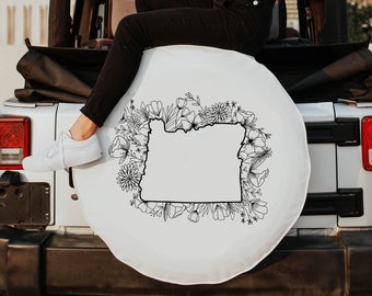 Floral Oregon State Design Tire Cover