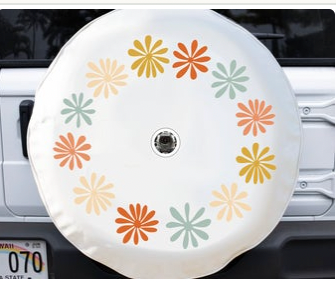 Retro Floral Wreath Tire Cover