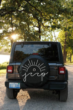 Sun and Wave Spare Tire Cover with Backup Camera Hole.