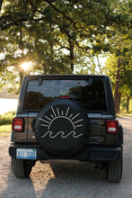Spare Tire Cover with Beachy Sun and Wave Design
