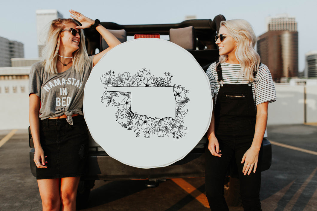 Floral Oklahoma State Design Tire Cover